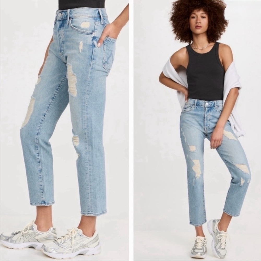 NWT Mother Superior The Trickster Ankle Jeans in An Icy Confession; Size 24